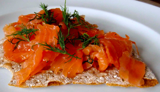 Signe Johansen's traditional gravadlax with sourdough crispbread