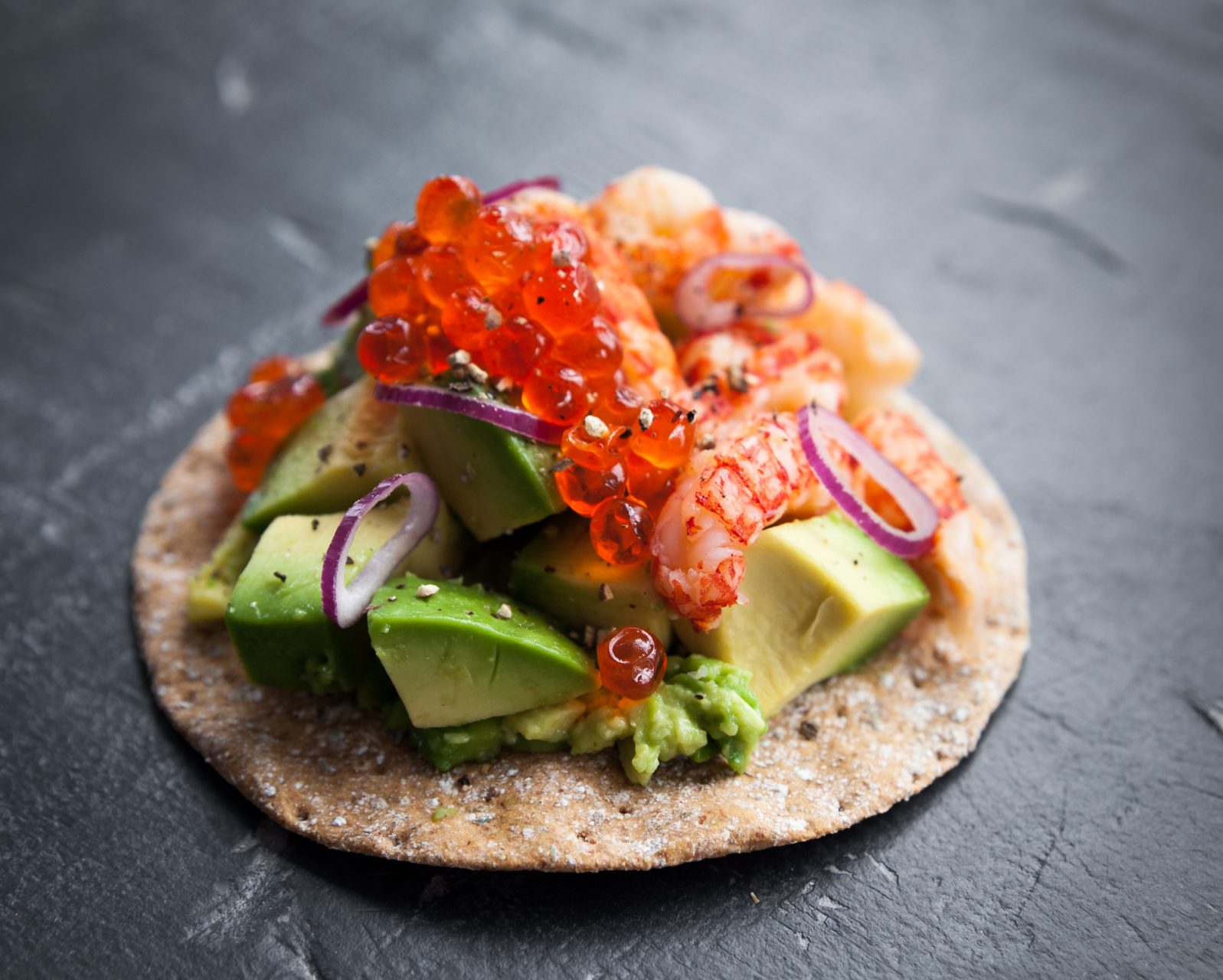 crayfish and avocado crispbread